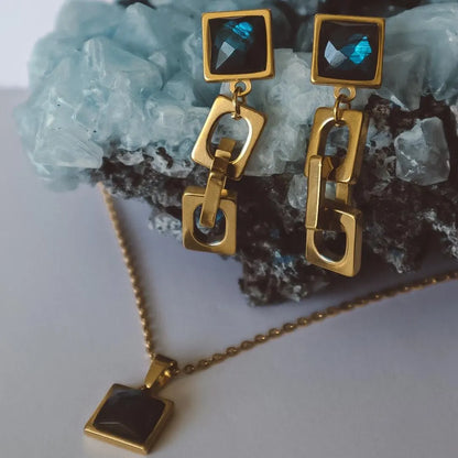VARG Blue Labradorite Chain Earrings Gold