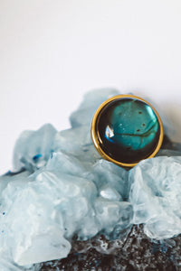 Blue Labradorite Statement Ring - Gold