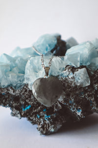 Labradorite Heart Shaped Pendant Necklace - Silver