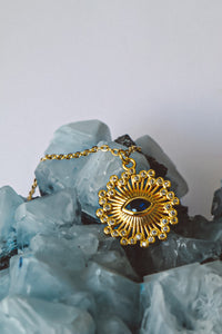 Turkish Eye Blue Zircon Pendant Necklace - Gold