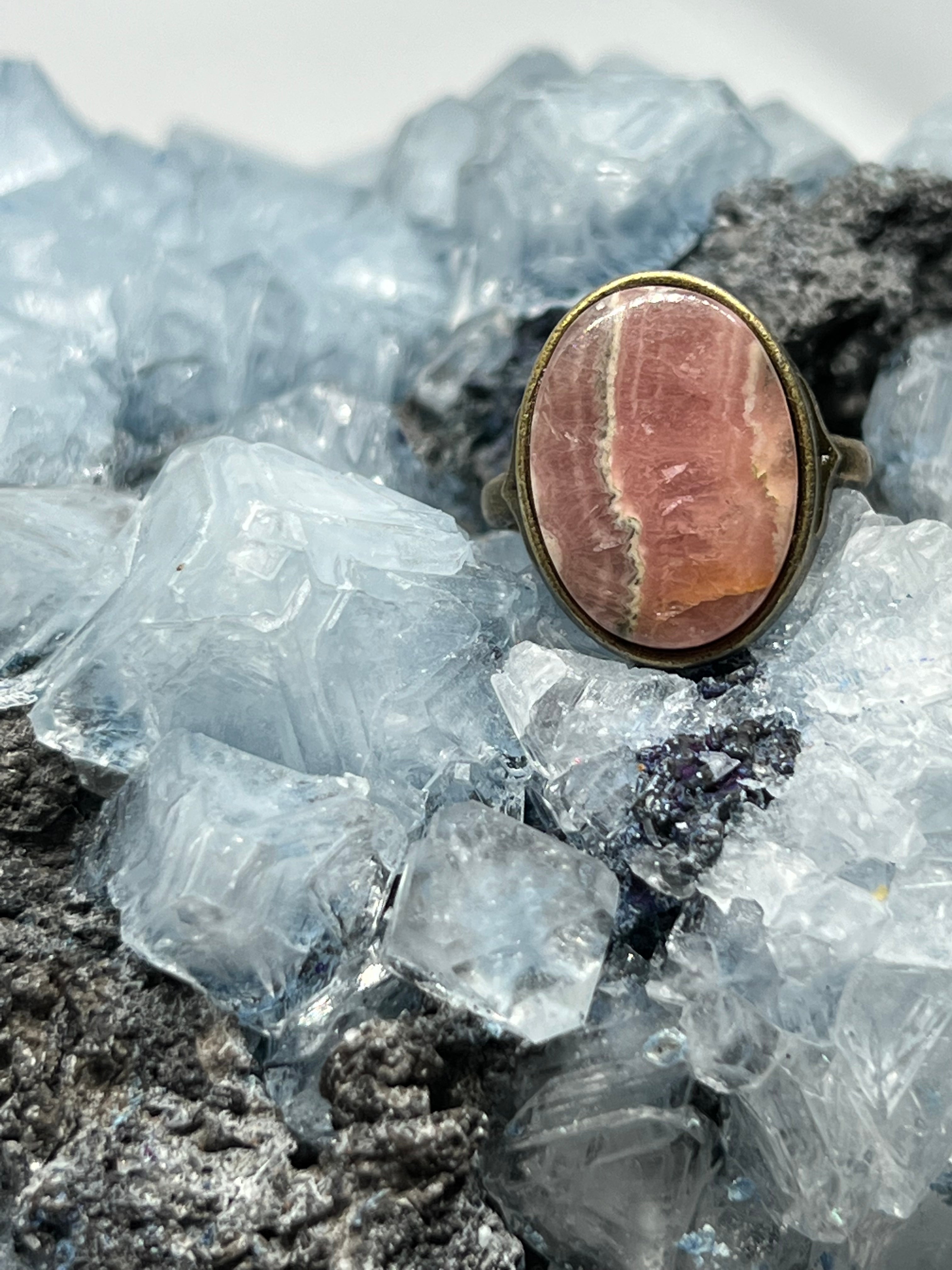 Pink Ocean Jasper Ring - Bronze