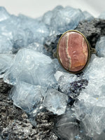 Load image into Gallery viewer, Pink Ocean Jasper Ring - Bronze
