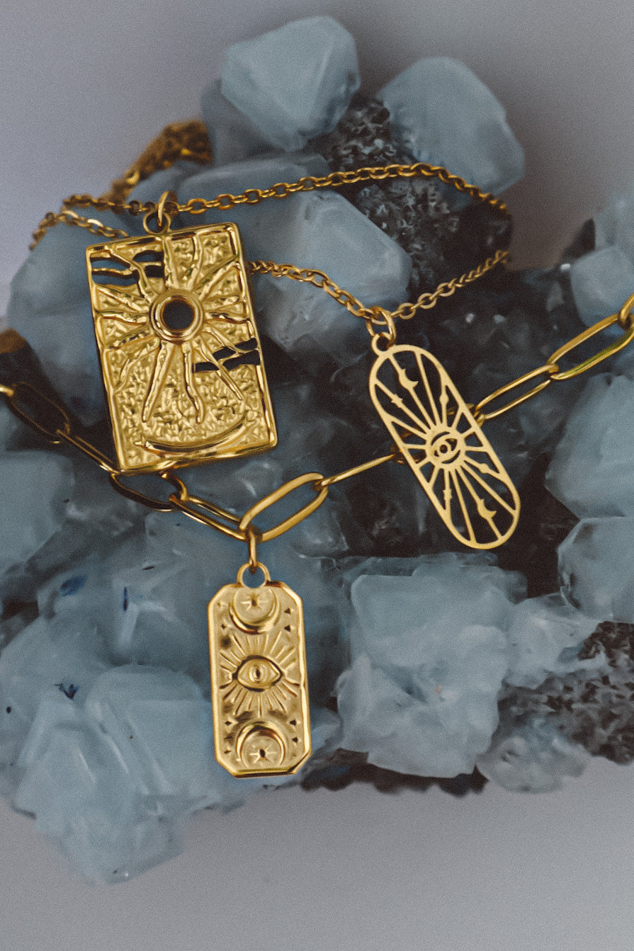 Celestial Protection Pendant Necklace - Gold