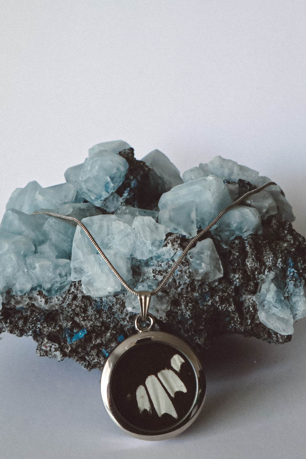 Butterfly Wing Pendant - Black/Silver