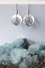 Charger l&#39;image dans la galerie, BIANCA Moonstone Moon Dainty Earrings Silver
