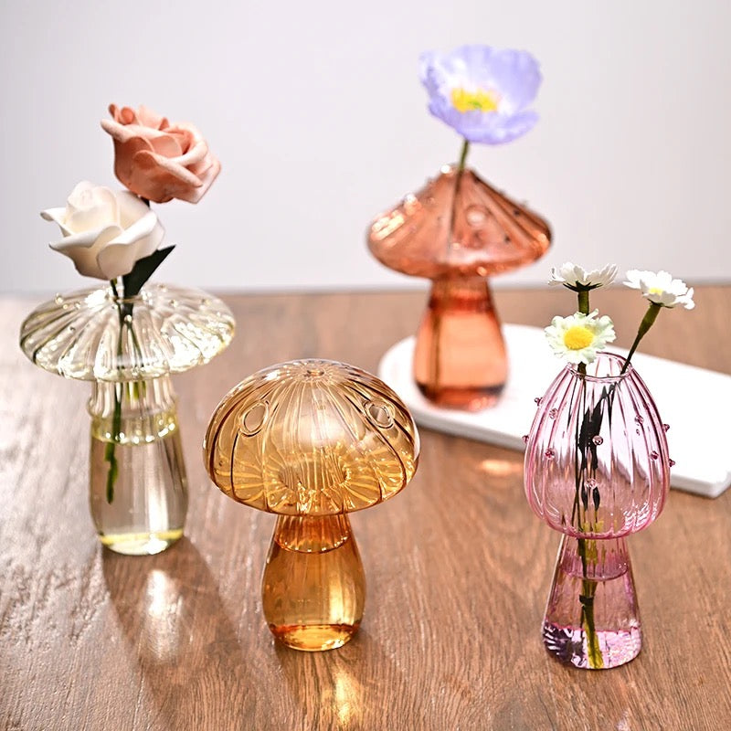 Mushroom Decor Glass Vase