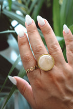 Load image into Gallery viewer, Rainbow Moonstone Statement Ring - Gold

