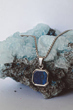 Carica l&#39;immagine nel visualizzatore di Gallery, Lapis Lazuli Pendant Chain Necklace - Silver
