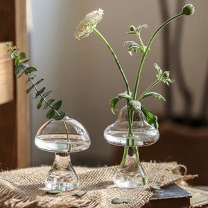 Mushroom Decor Glass Vase - Clear