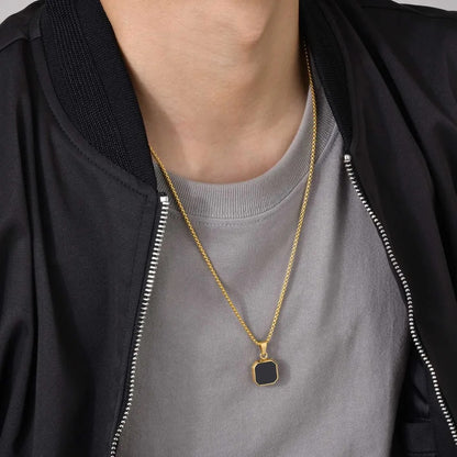 Enamel Pendant Chain Necklace - Gold