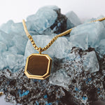 Load image into Gallery viewer, tiger&#39;s eye pendant necklace gold, tiger&#39;s eye necklace, men&#39;s jewelry, men&#39;s jewellery malta, malta jewellery, gemstone necklace men, men jewelry, gifts for men
