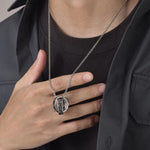 Load image into Gallery viewer, Sun and Moon Ring Pendant Necklace - Silver

