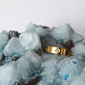 Zircon Solid Ring - Gold