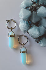 Load image into Gallery viewer, Opalite Hoop Earrings - Silver
