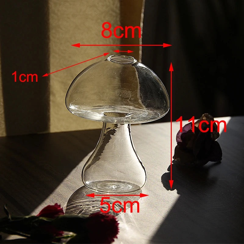 Vase en Verre Décor Champignon - Transparent