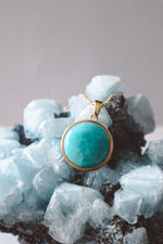 Load image into Gallery viewer, Larimar Statement Pendant Necklace - Gold
