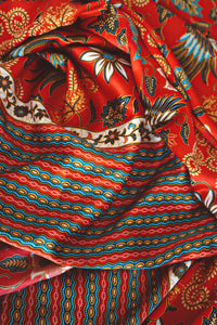 Red Floral Silk Sarong