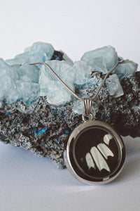 Butterfly Wing Pendant - Black/Silver