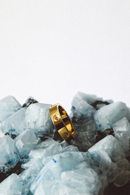 Zircon Solid Ring - Gold