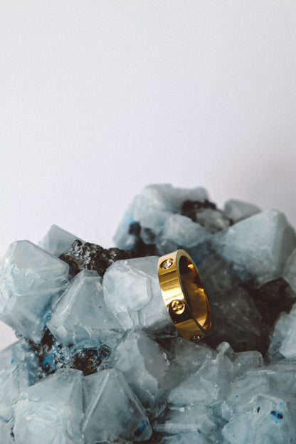 Zircon Solid Ring - Gold