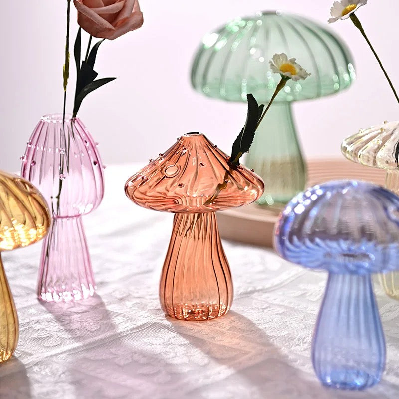 Mushroom Decor Glass Vase