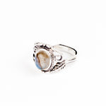 Load image into Gallery viewer, oval labradorite ring vintage style antique silver
