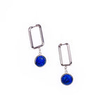Cargar imagen en el visor de la galería, CARRE Lapis Lazuli Rectangle Hoop Earrings Silver
