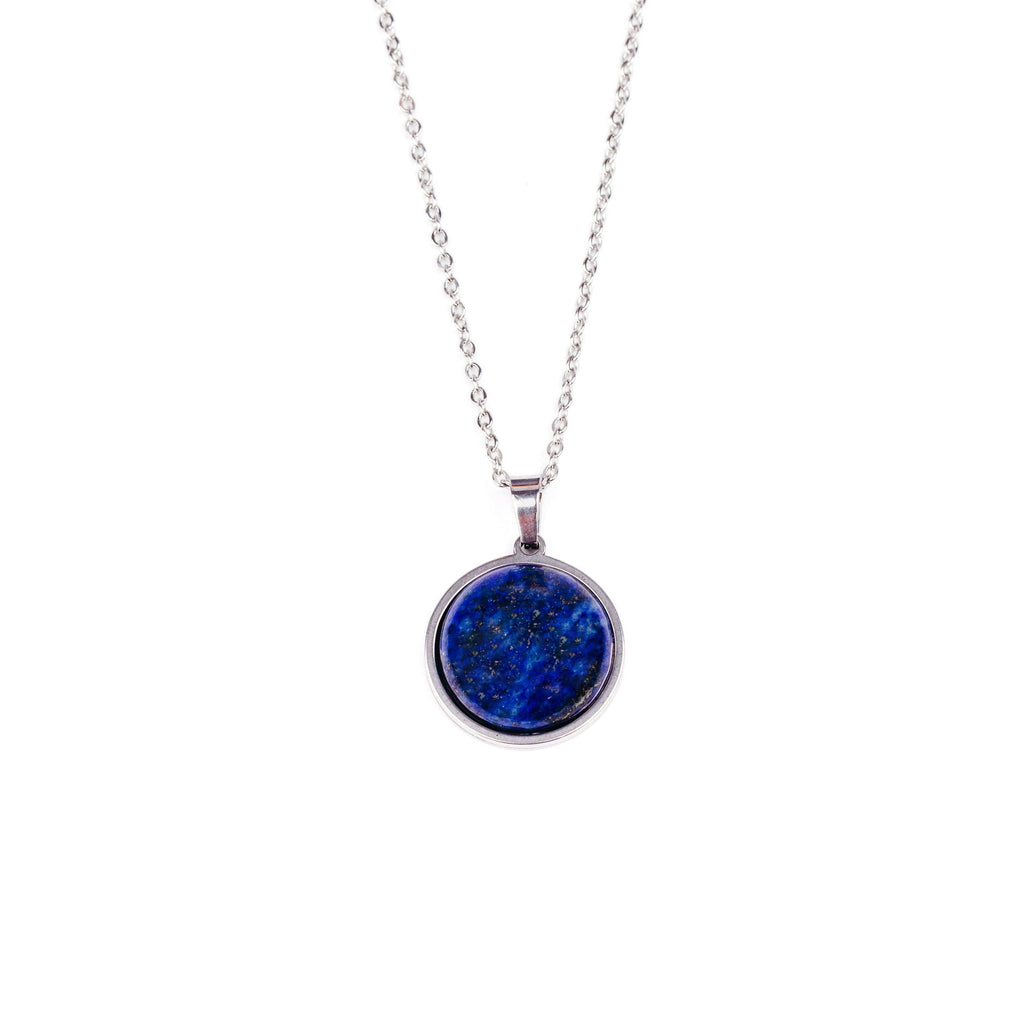 SAYA Lapis Lazuli Pendant Necklace - Silver