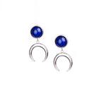 Load image into Gallery viewer, ANUK Lapis Lazuli Stud Crescent Moon Earrings Silver
