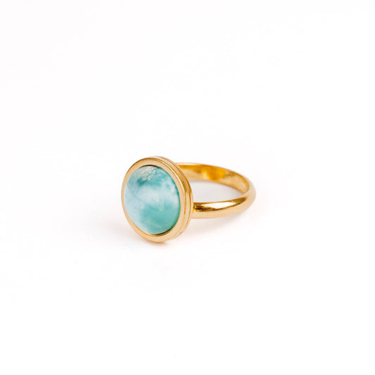 larimar gold ring stainless steel