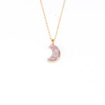Load image into Gallery viewer, LILA Purple Aura Druzy Crescent Moon Necklace Gold
