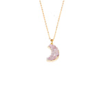 Lade das Bild in den Galerie-Viewer, LILA Purple Aura Druzy Crescent Moon Necklace Gold
