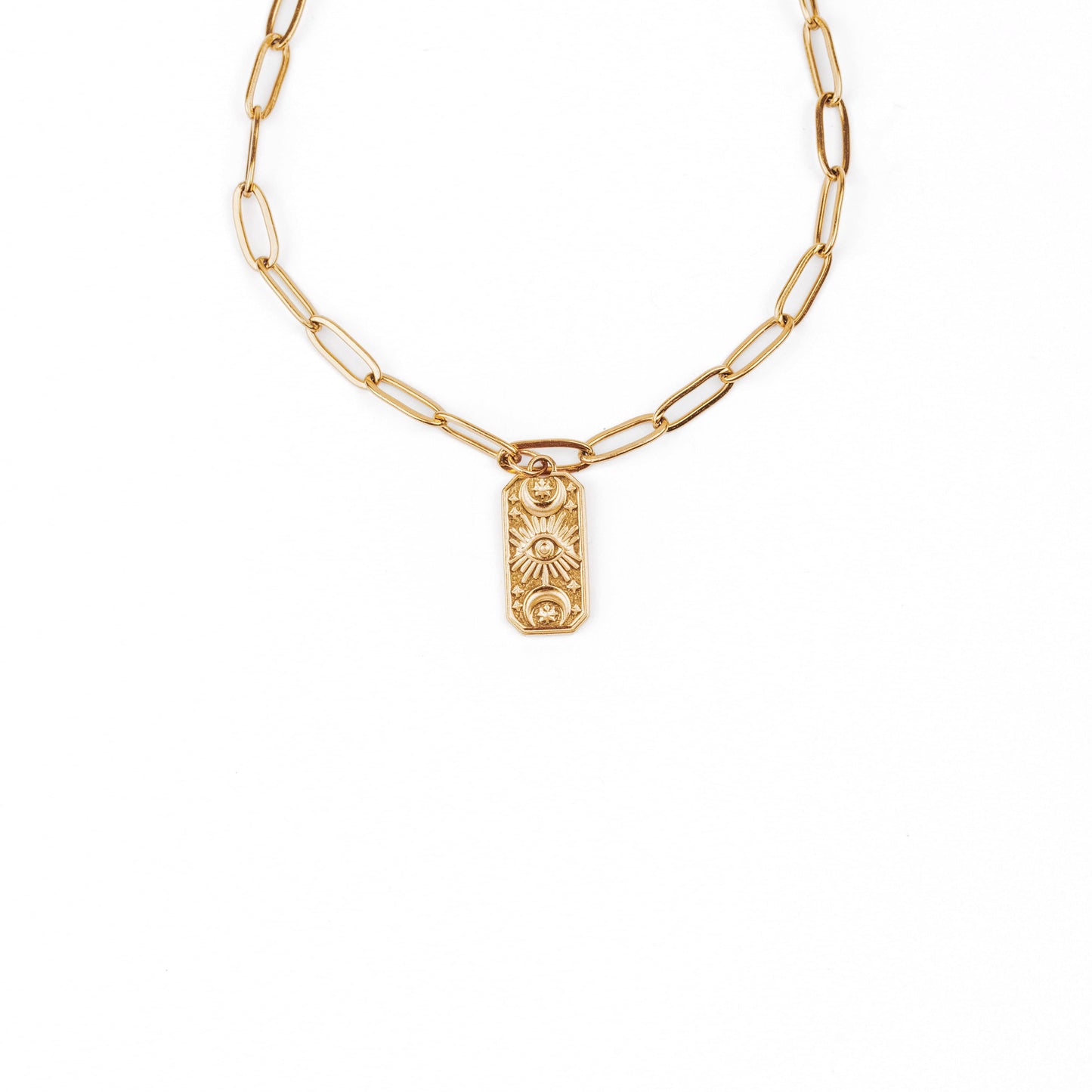 LUNAR GAZE Paperclip Chain Choker Gold