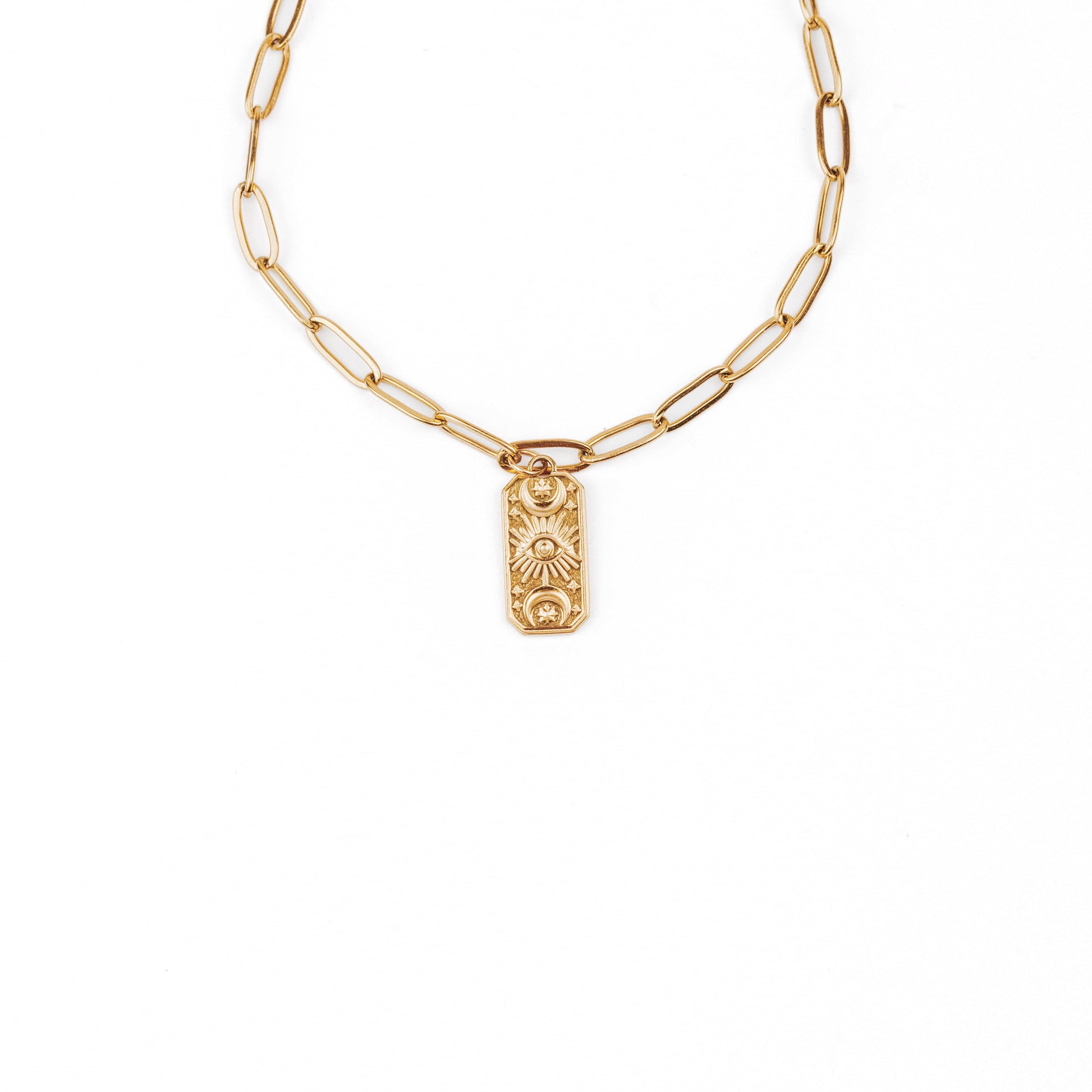 LUNAR GAZE Paperclip Chain Choker Gold