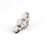 Load image into Gallery viewer, Rainbow Moonstone Bohemian Ring - Silver
