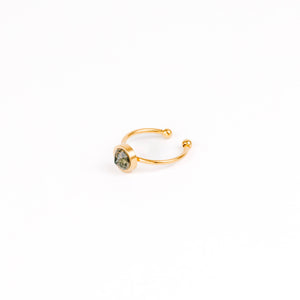 moss agate faceted minimalist dainty ring gold stainless steel