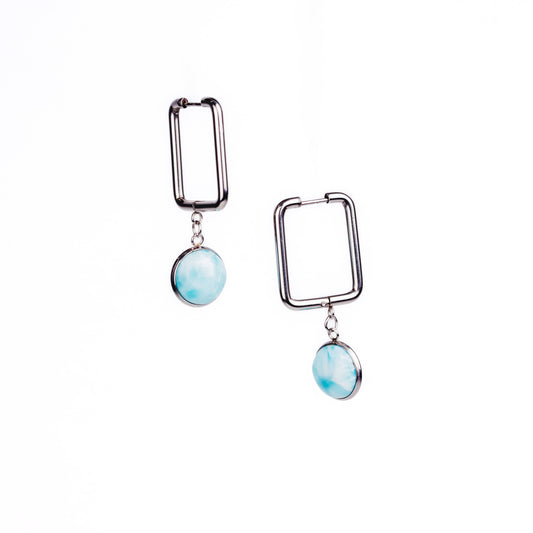 CARRE Larimar Rectangle Hoop Earrings Silver