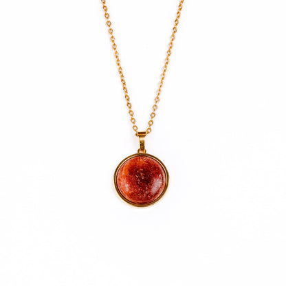 SAYA Natural Sunstone Pendant Necklace Gold
