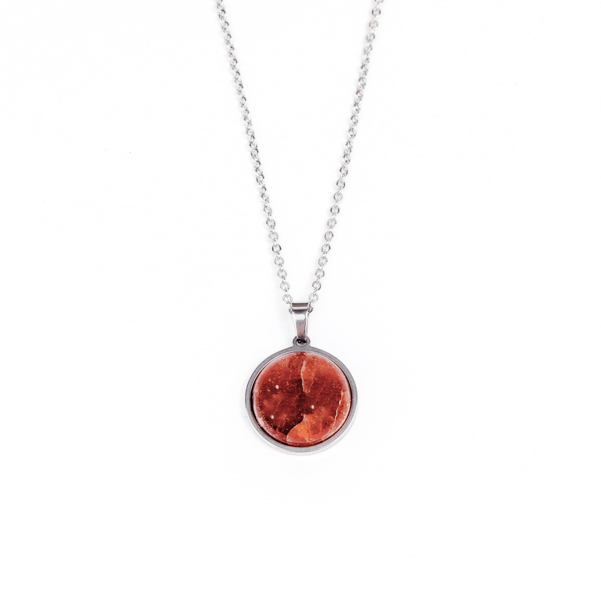 SAYA Natural Sunstone Pendant Necklace Silver