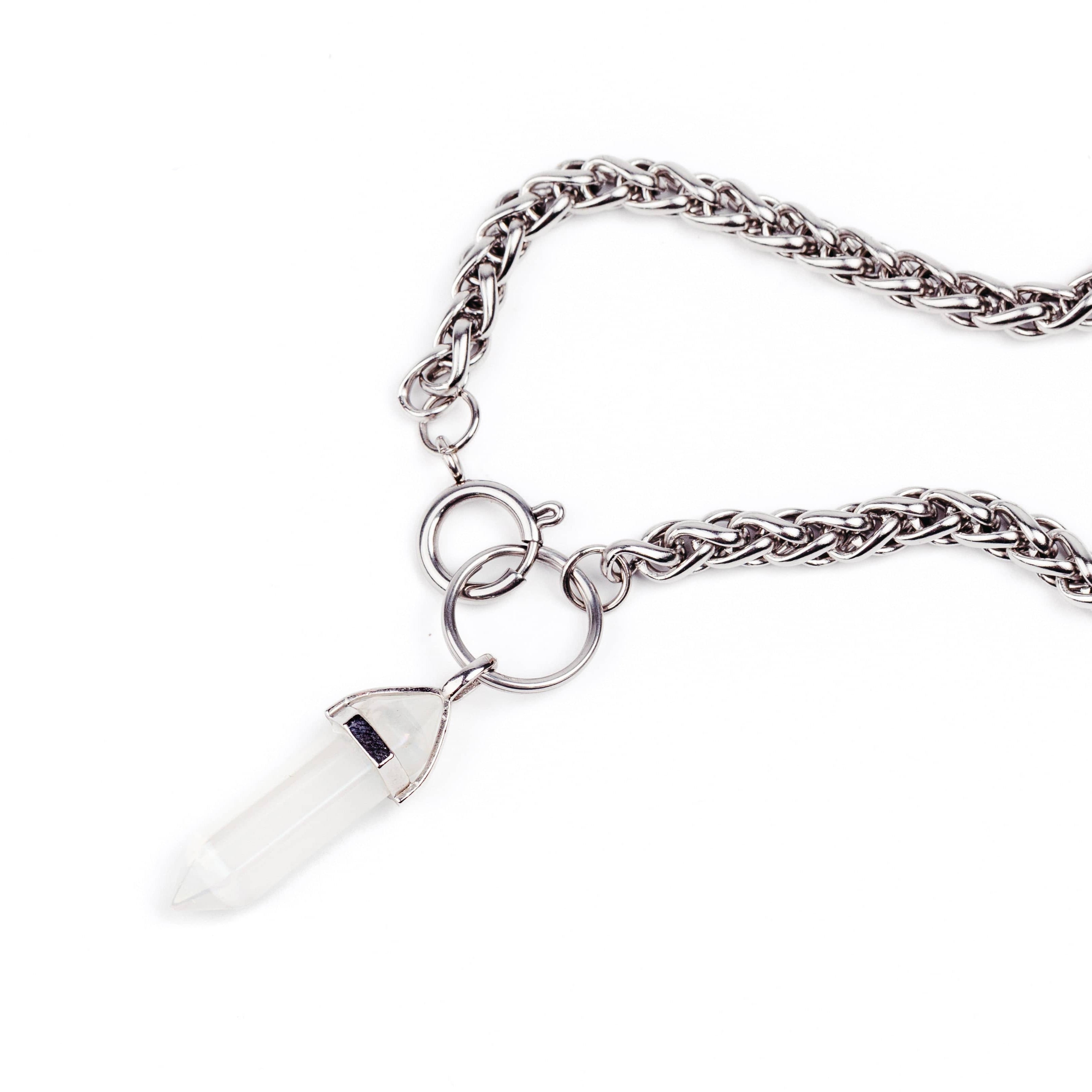 Angel Aura Quartz O Ring Chain Choker Necklace Silver
