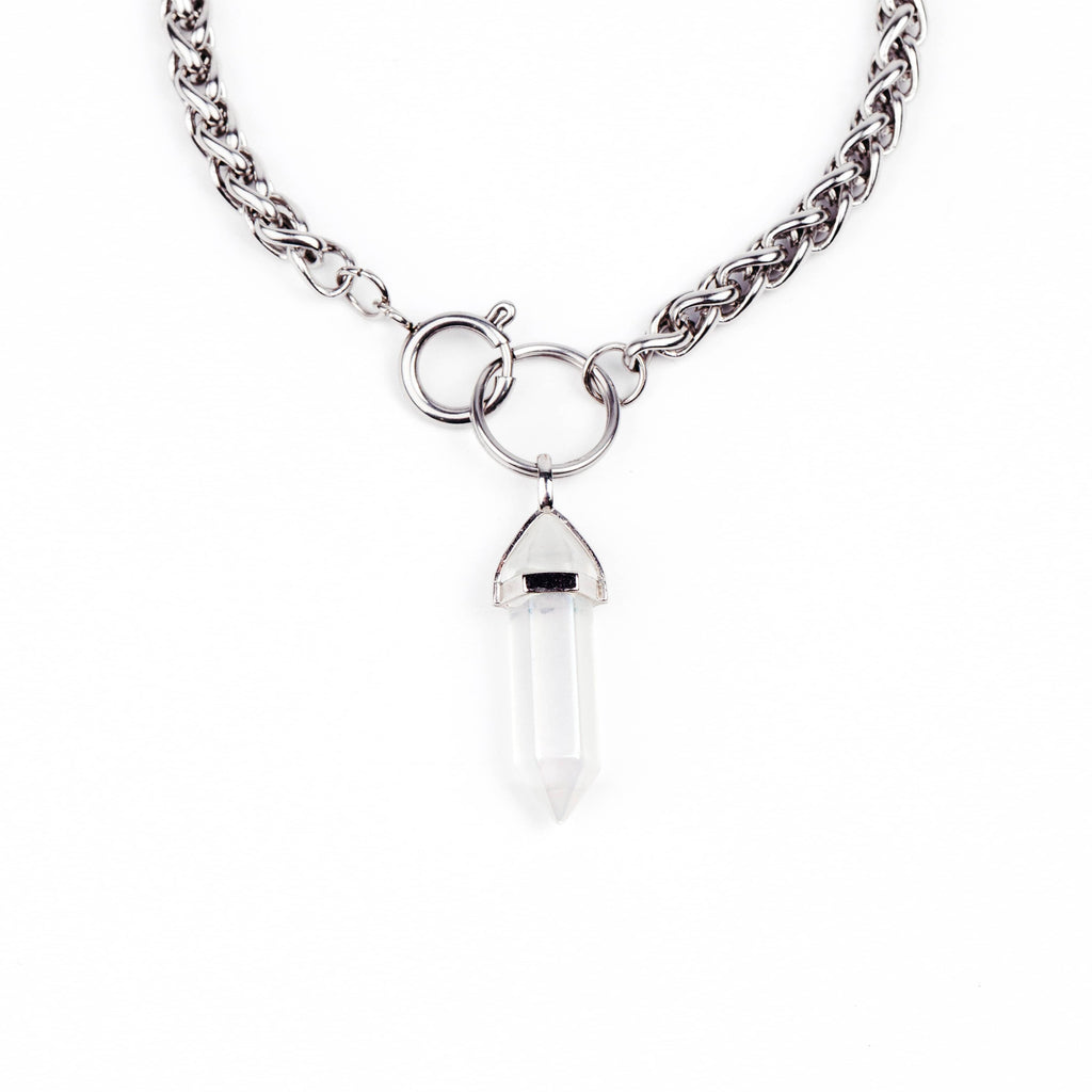 Angel Aura Quartz O Ring Chain Choker Necklace Silver