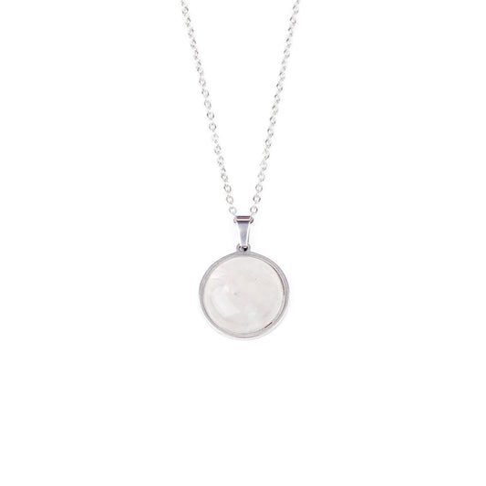 SAYA Rainbow Moonstone Pendant Necklace Silver