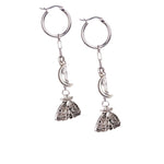 Load image into Gallery viewer, NUIT Moon Moth Charm Chain Earrings Silver
