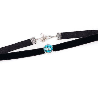 Gemstone Choker Necklace - Black/Silver