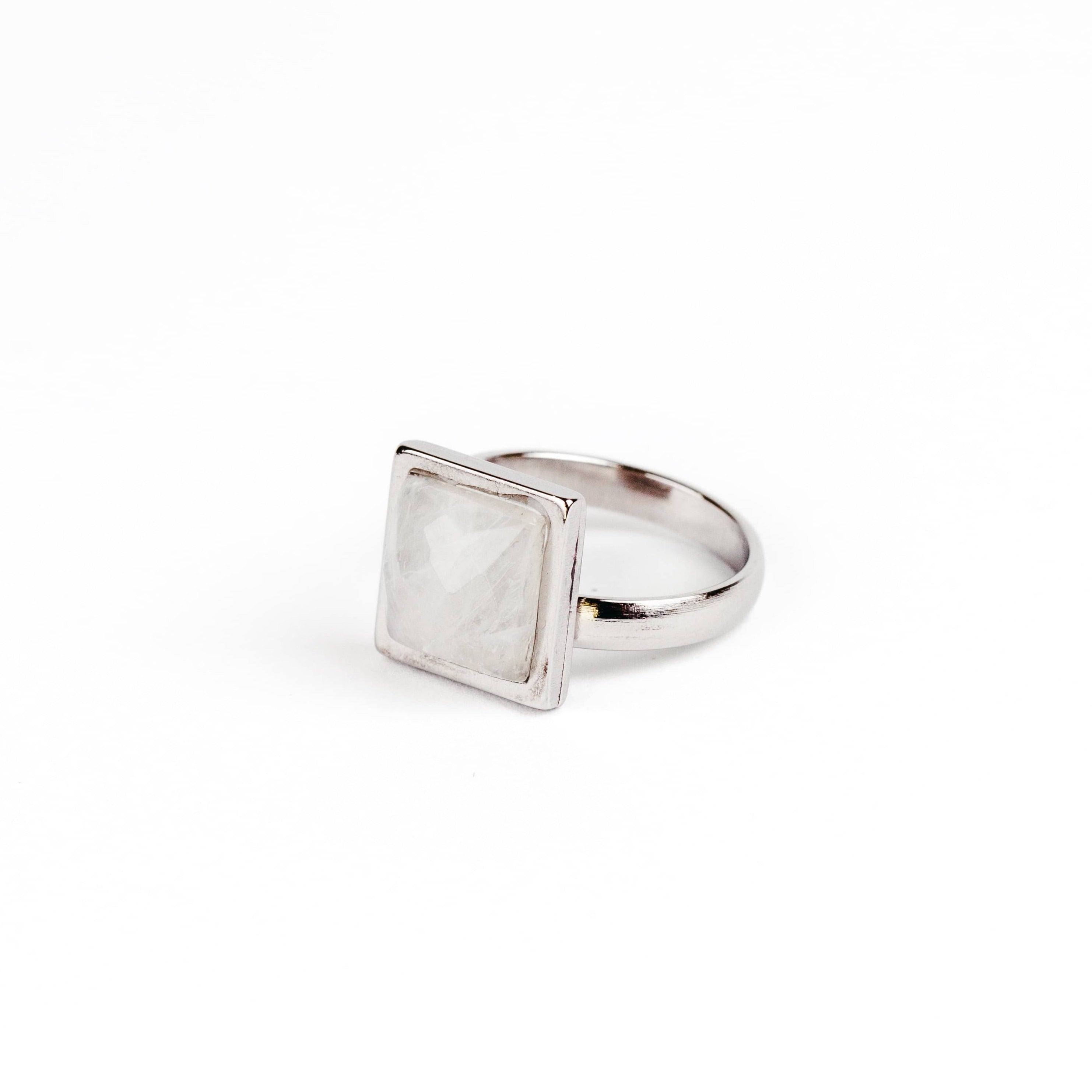 VARG Faceted Square Moonstone Ring - Silver