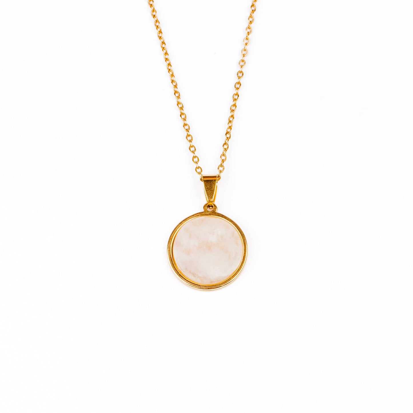 SAYA Rainbow Moonstone Pendant Necklace Gold