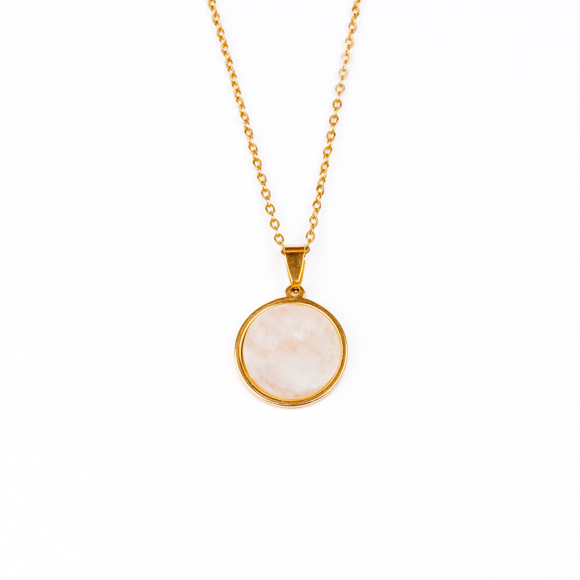 SAYA Rainbow Moonstone Pendant Necklace Gold