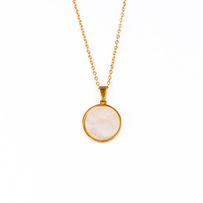 SAYA Rainbow Moonstone Pendant Necklace Gold