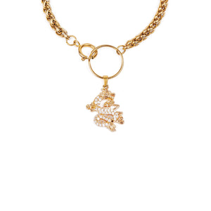 DRAIGANA Zircon Dragon Charm Choker Necklace Gold