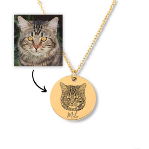 Personalized Cat Portrait Necklace - Custom
